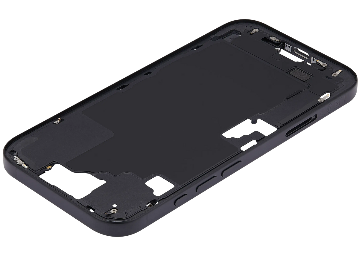 Mid Frame Housing With Power And Volume Button For I Phone 16 (Eu / Global Version) (Aftermarket Plus) (Black)