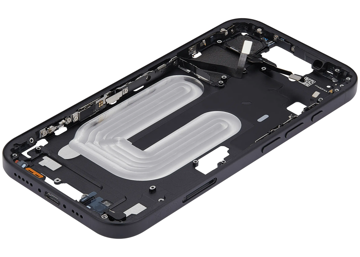 Mid Frame Housing With Power And Volume Button For I Phone 16 (Eu / Global Version) (Aftermarket Plus) (Black)
