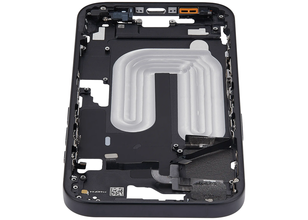 Mid Frame Housing With Power And Volume Button For I Phone 16 (Eu / Global Version) (Aftermarket Plus) (Black)