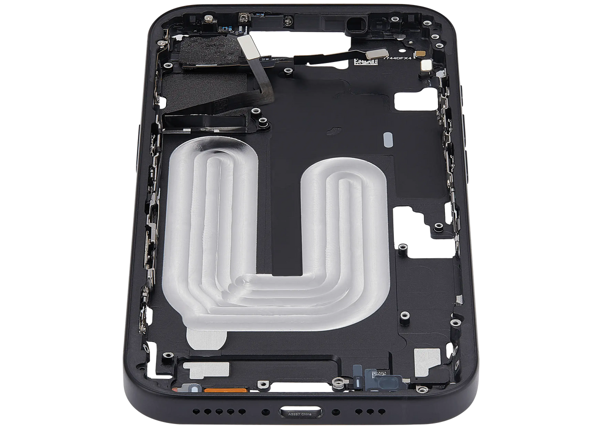 Mid Frame Housing With Power And Volume Button For I Phone 16 (Eu / Global Version) (Aftermarket Plus) (Black)