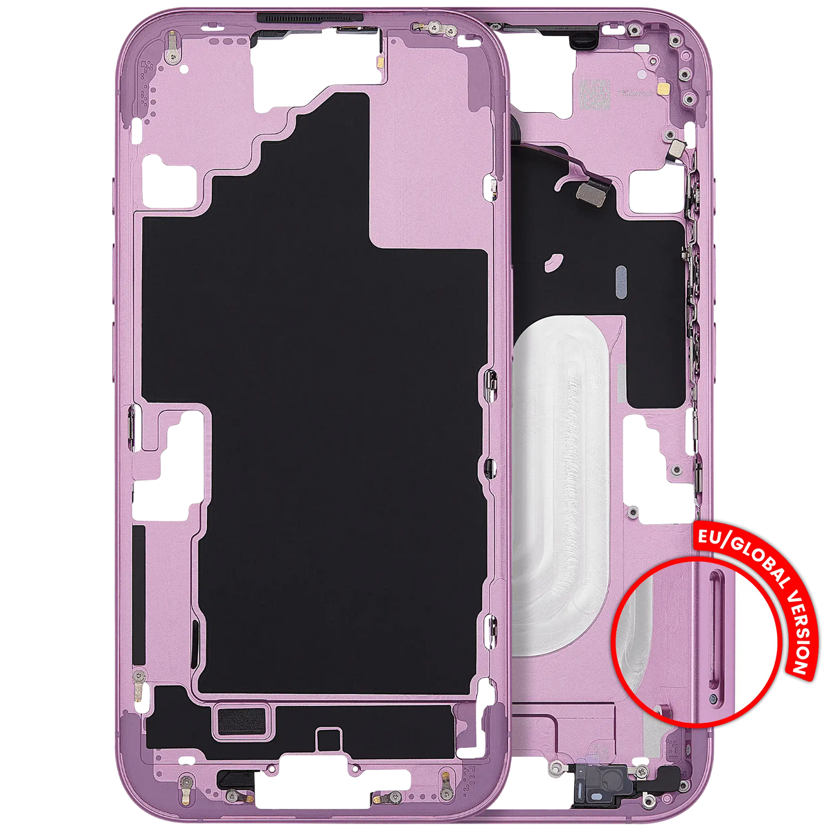 Mid Frame Housing With Power And Volume Button For I Phone 16 (Eu / Global Version) (Aftermarket Plus) (Pink)