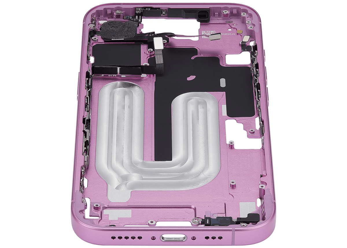 Mid Frame Housing With Power And Volume Button For I Phone 16 (Eu / Global Version) (Aftermarket Plus) (Pink)
