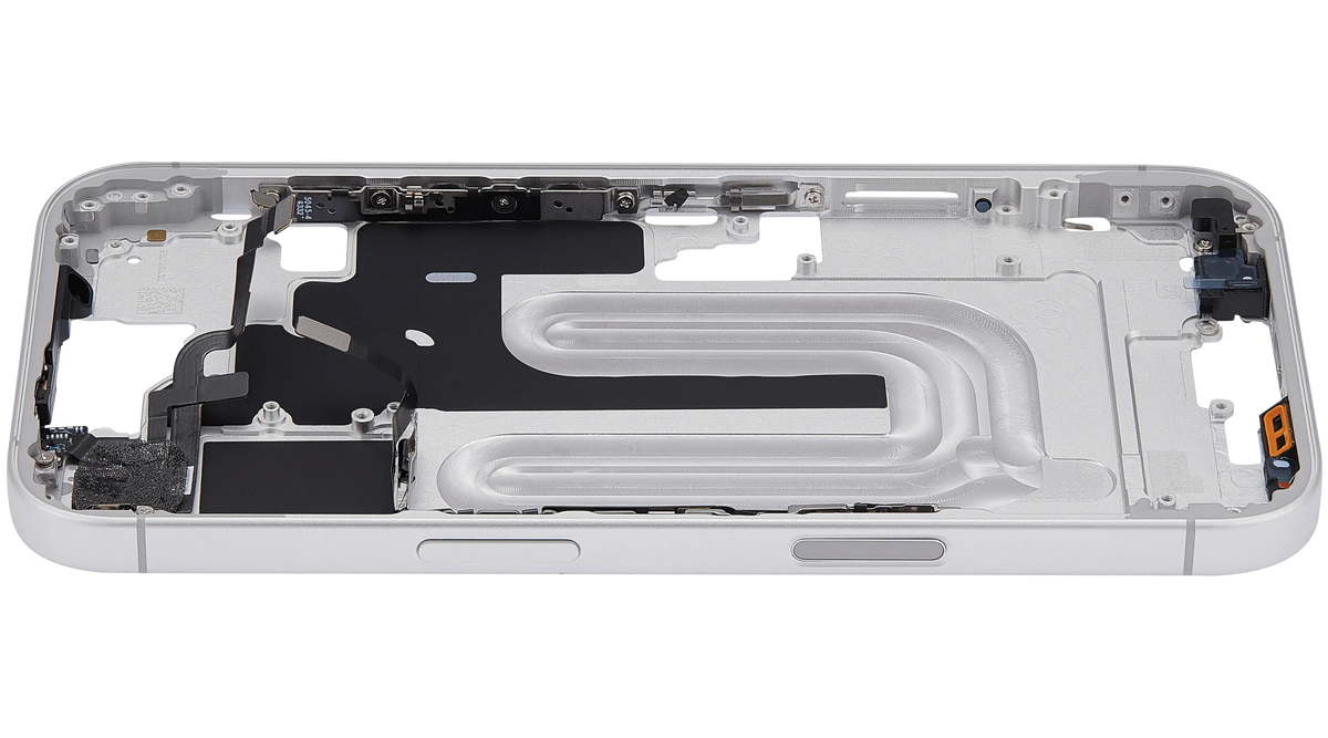 Mid Frame Housing With Power And Volume Button For I Phone 16 (Eu / Global Version) (Aftermarket Plus) (White)