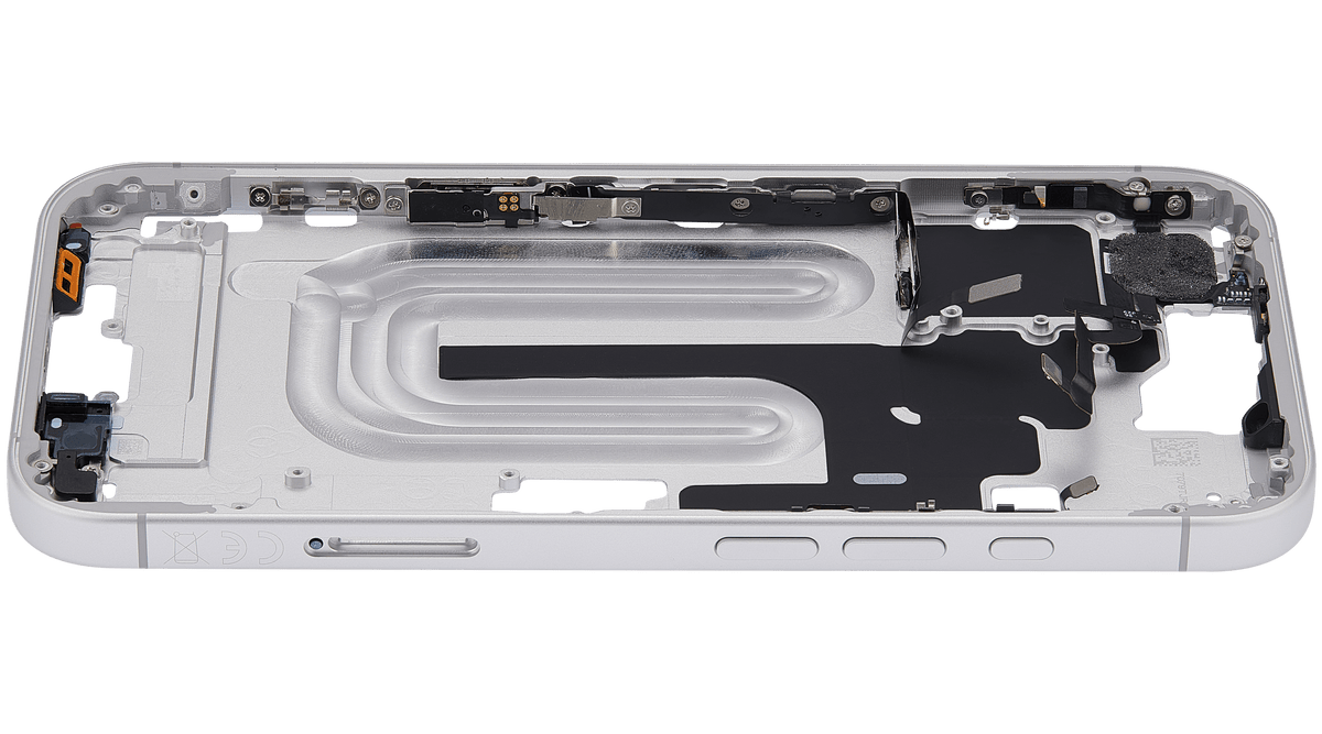 Mid Frame Housing With Power And Volume Button For I Phone 16 (Eu / Global Version) (Aftermarket Plus) (White)