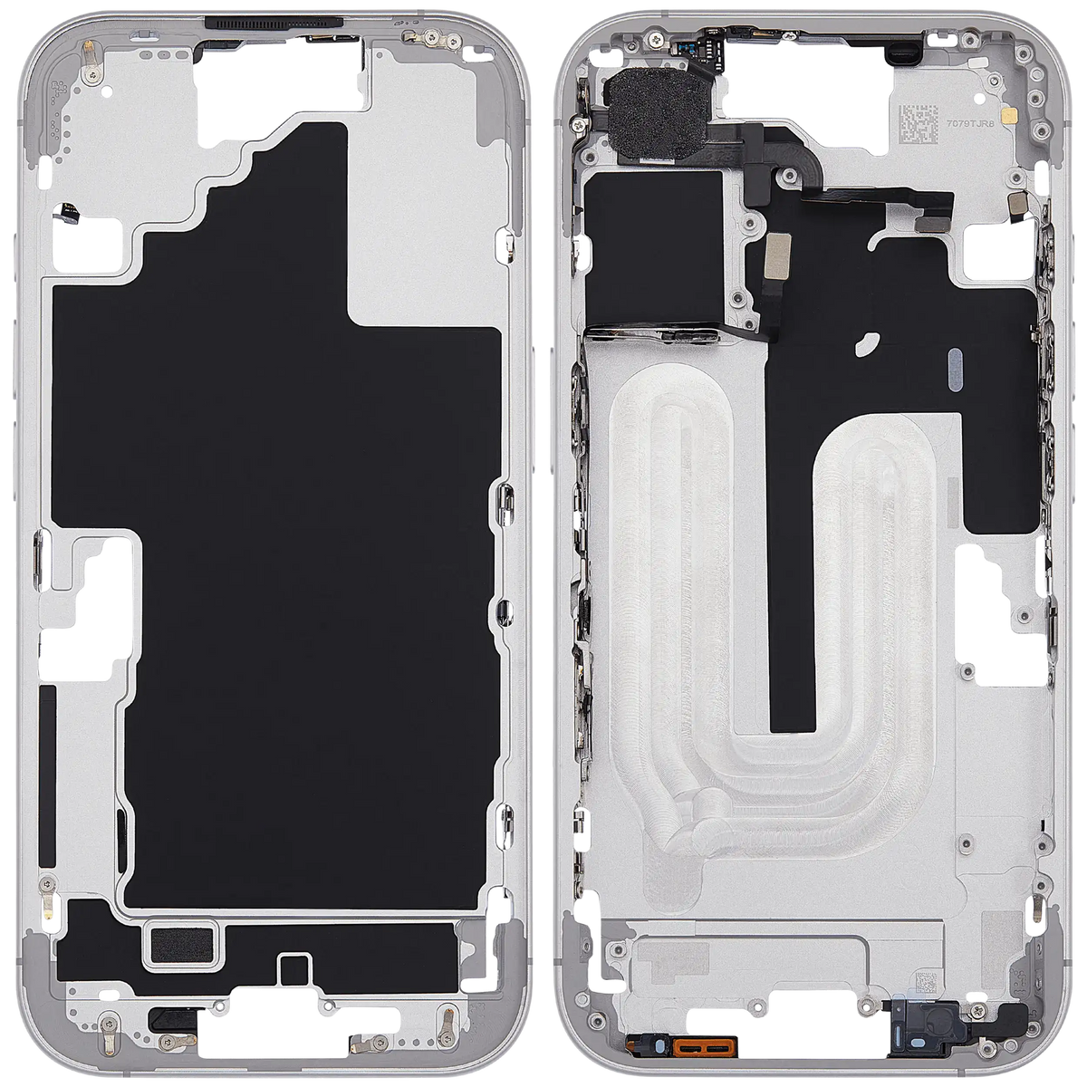 Mid Frame Housing With Power And Volume Button For I Phone 16 (Eu / Global Version) (Aftermarket Plus) (White)