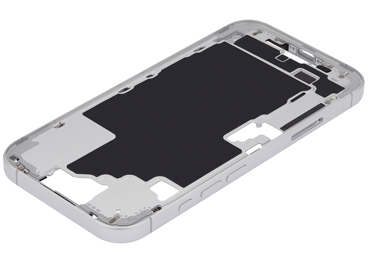 Mid Frame Housing With Power And Volume Button For I Phone 16 (Eu / Global Version) (Aftermarket Plus) (White)