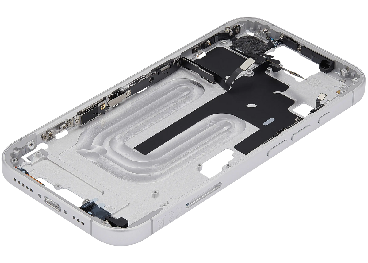 Mid Frame Housing With Power And Volume Button For I Phone 16 (Eu / Global Version) (Aftermarket Plus) (White)