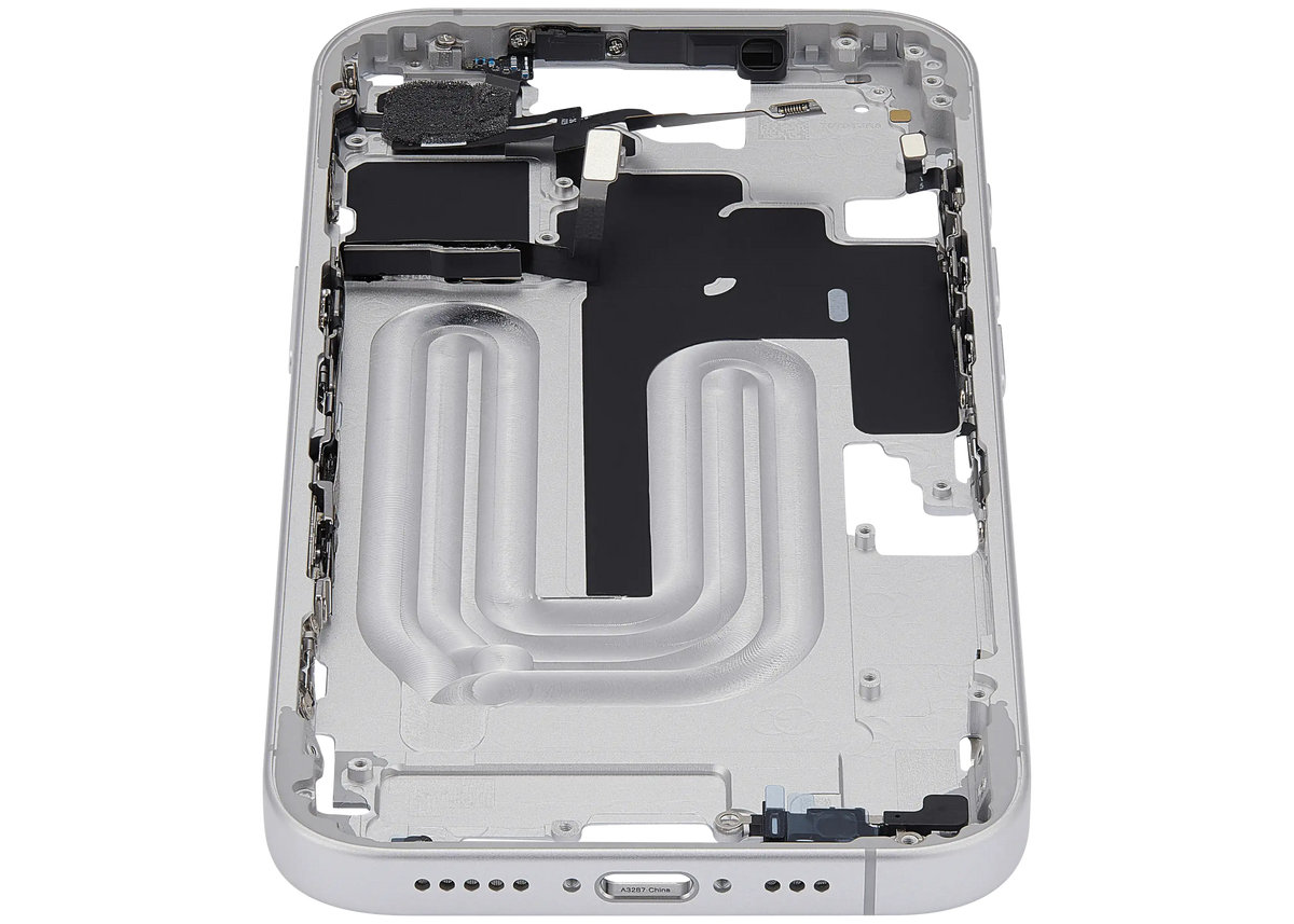Mid Frame Housing With Power And Volume Button For I Phone 16 (Eu / Global Version) (Aftermarket Plus) (White)