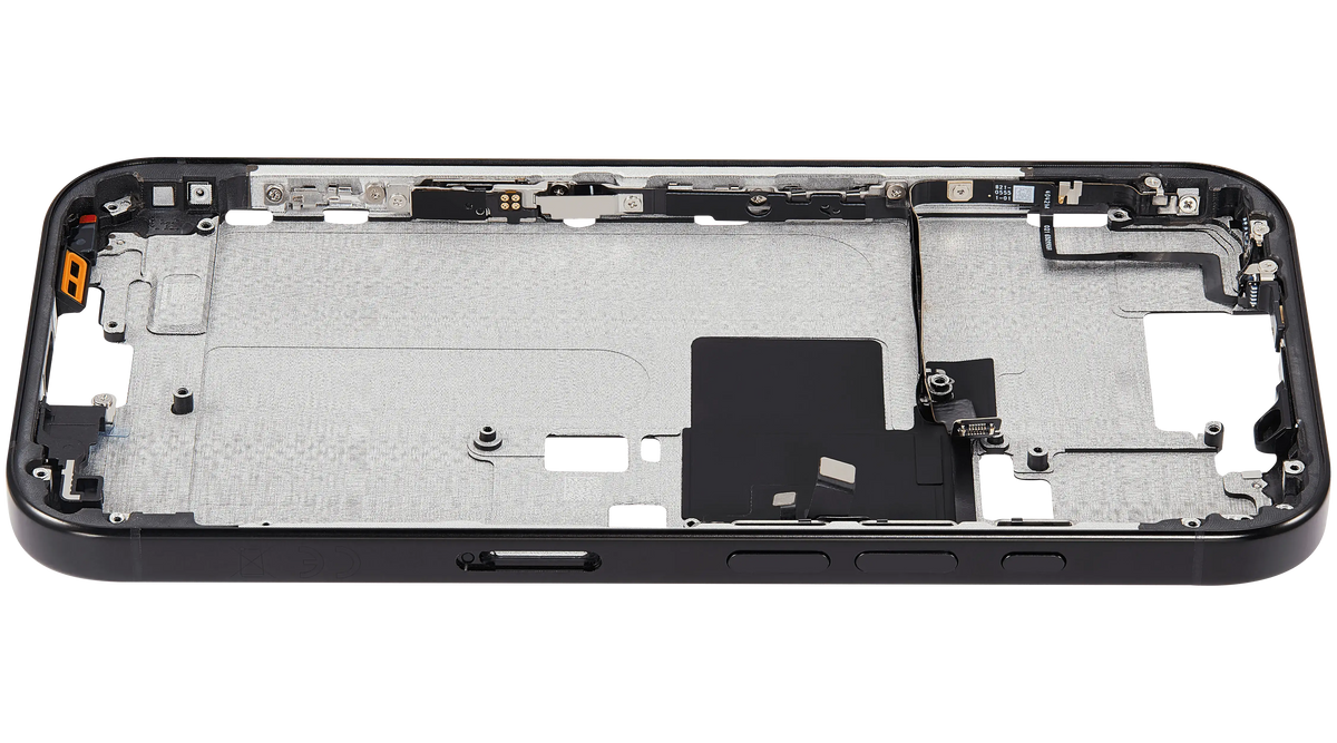 Mid Frame Housing With Power And Volume Button For I Phone 16 Pro (Eu / Global Version) (Aftermarket Plus) (Black Titanium)