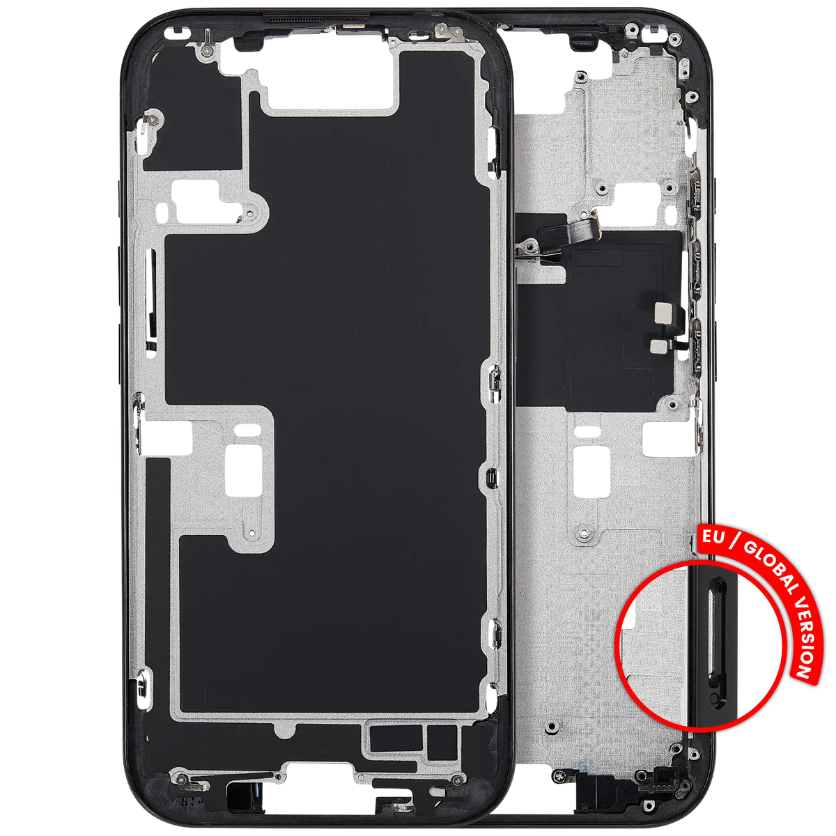 Mid Frame Housing With Power And Volume Button For I Phone 16 Pro (Eu / Global Version) (Aftermarket Plus) (Black Titanium)