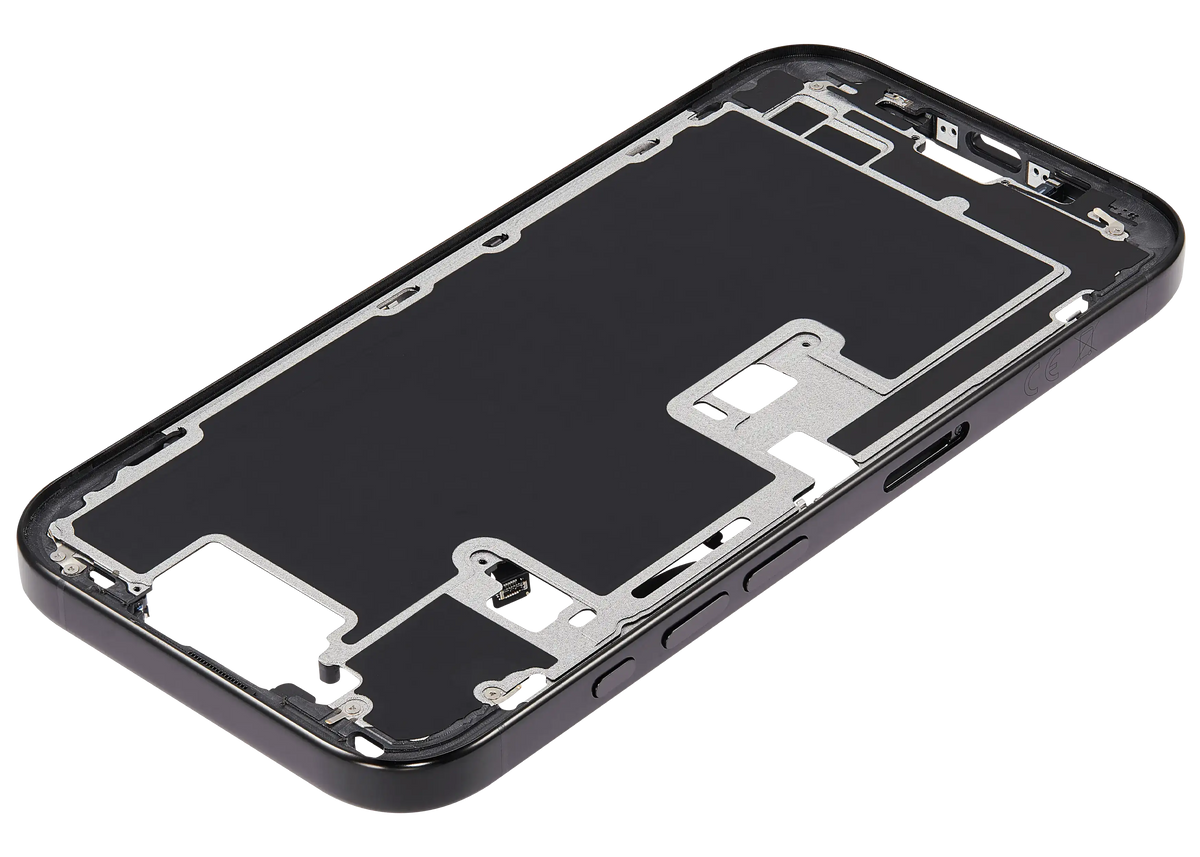 Mid Frame Housing With Power And Volume Button For I Phone 16 Pro (Eu / Global Version) (Aftermarket Plus) (Black Titanium)