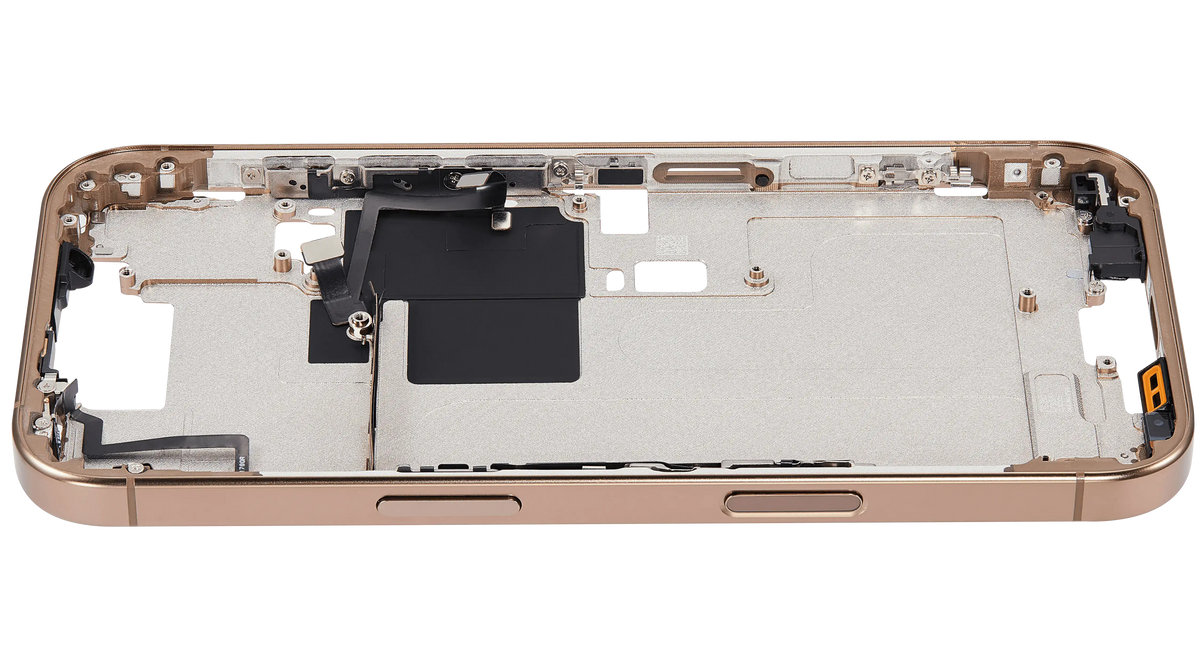 Mid Frame Housing With Power And Volume Button For I Phone 16 Pro (Eu / Global Version) (Aftermarket Plus) (Desert Titanium)