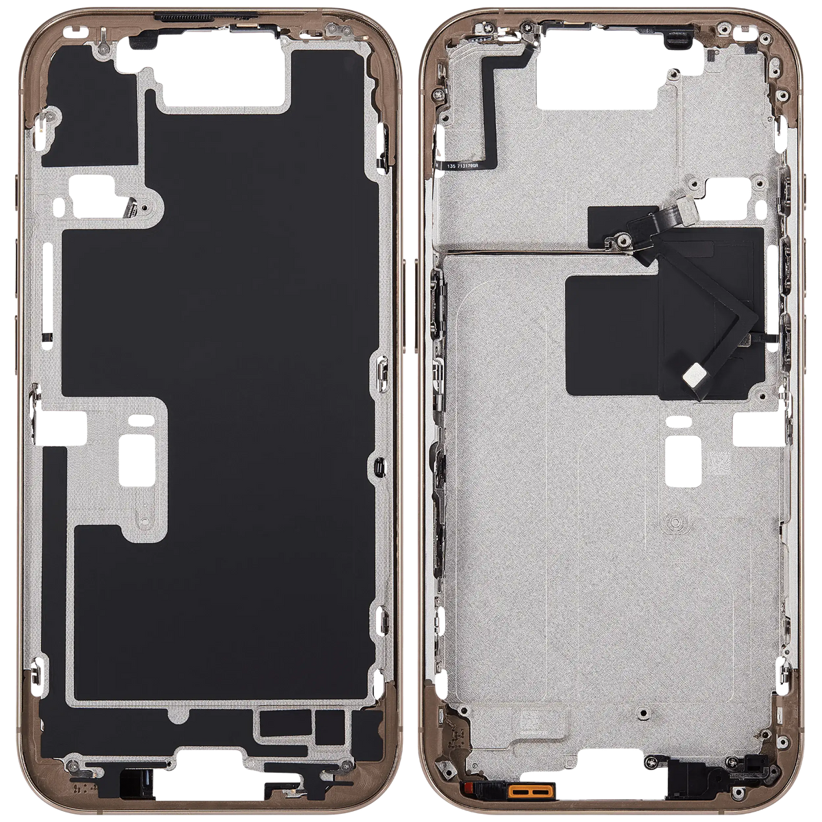 Mid Frame Housing With Power And Volume Button For I Phone 16 Pro (Eu / Global Version) (Aftermarket Plus) (Desert Titanium)