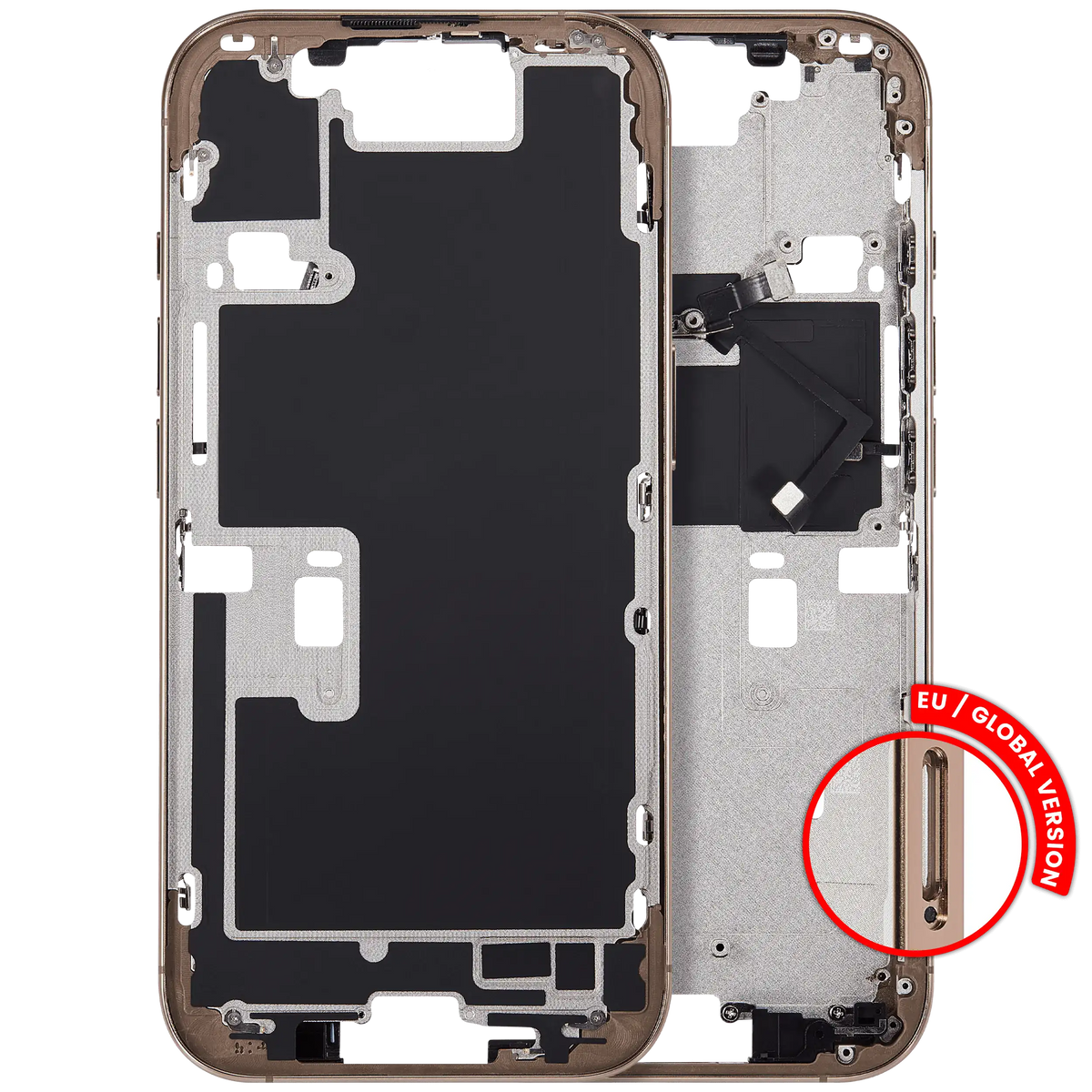 Mid Frame Housing With Power And Volume Button For I Phone 16 Pro (Eu / Global Version) (Aftermarket Plus) (Desert Titanium)