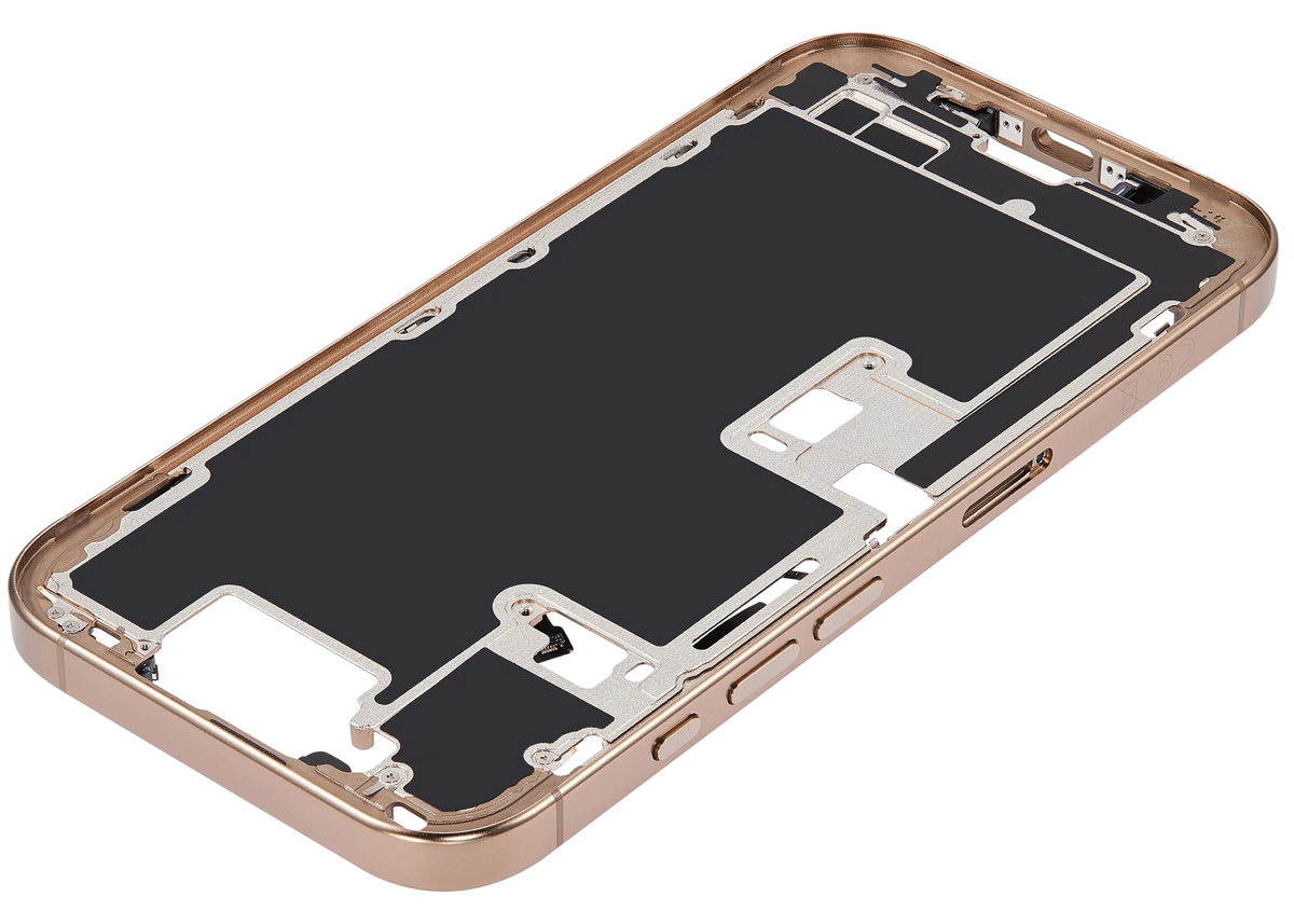 Mid Frame Housing With Power And Volume Button For I Phone 16 Pro (Eu / Global Version) (Aftermarket Plus) (Desert Titanium)