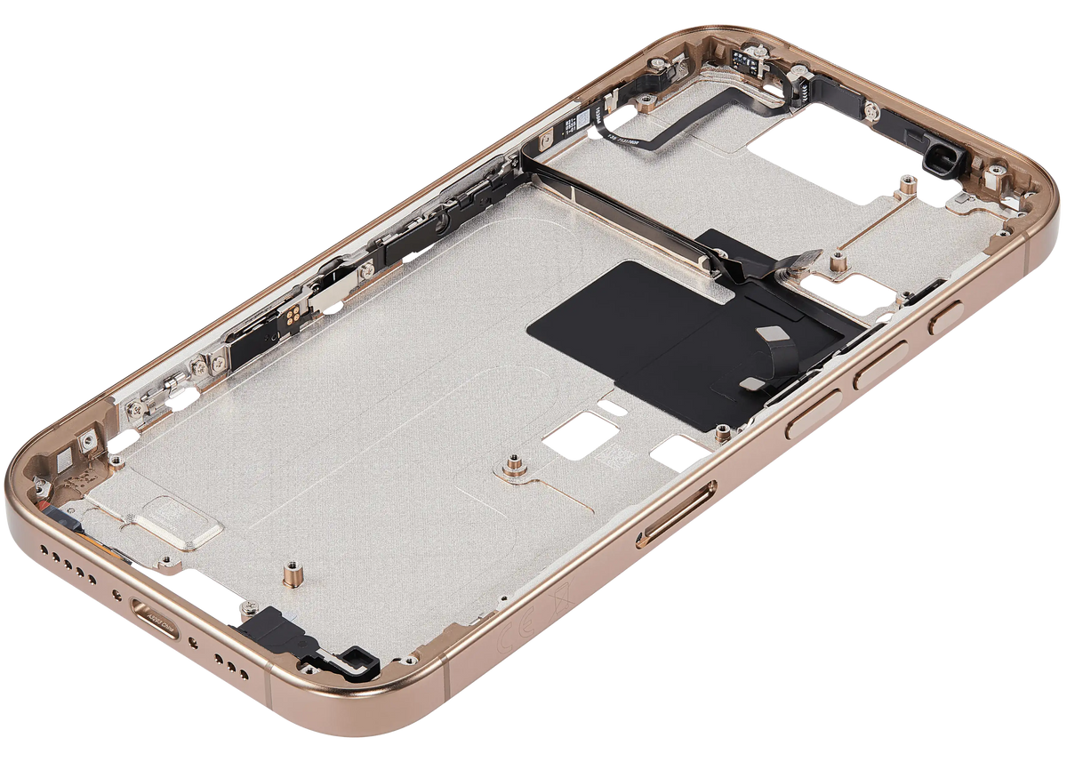 Mid Frame Housing With Power And Volume Button For I Phone 16 Pro (Eu / Global Version) (Aftermarket Plus) (Desert Titanium)