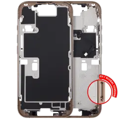 Mid Frame Housing With Power And Volume Button For I Phone 16 Pro (Eu / Global Version) (Aftermarket Plus) (Desert Titanium)