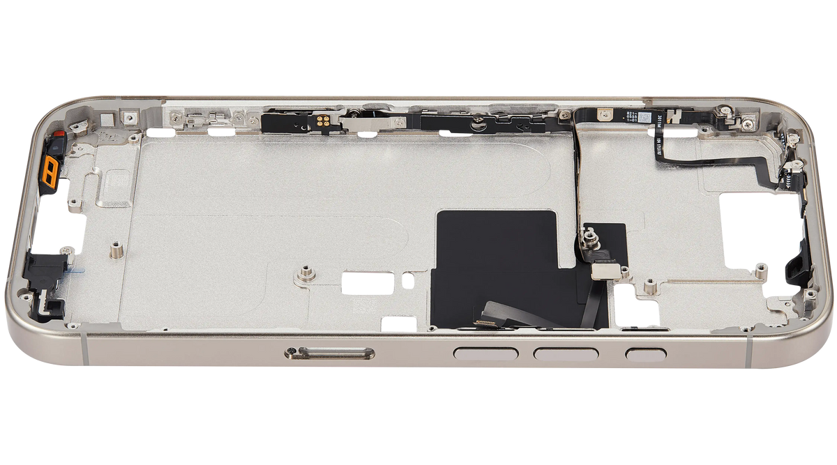 Mid Frame Housing With Power And Volume Button For I Phone 16 Pro (Eu / Global Version) (Aftermarket Plus) (Natural Titanium)