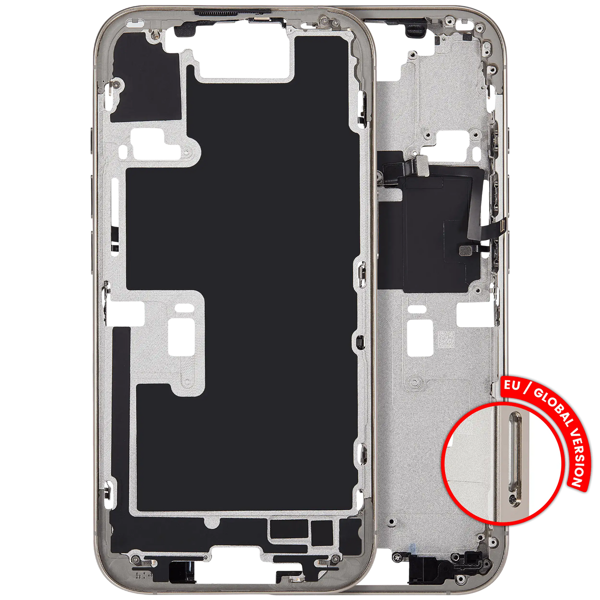 Mid Frame Housing With Power And Volume Button For I Phone 16 Pro (Eu / Global Version) (Aftermarket Plus) (Natural Titanium)