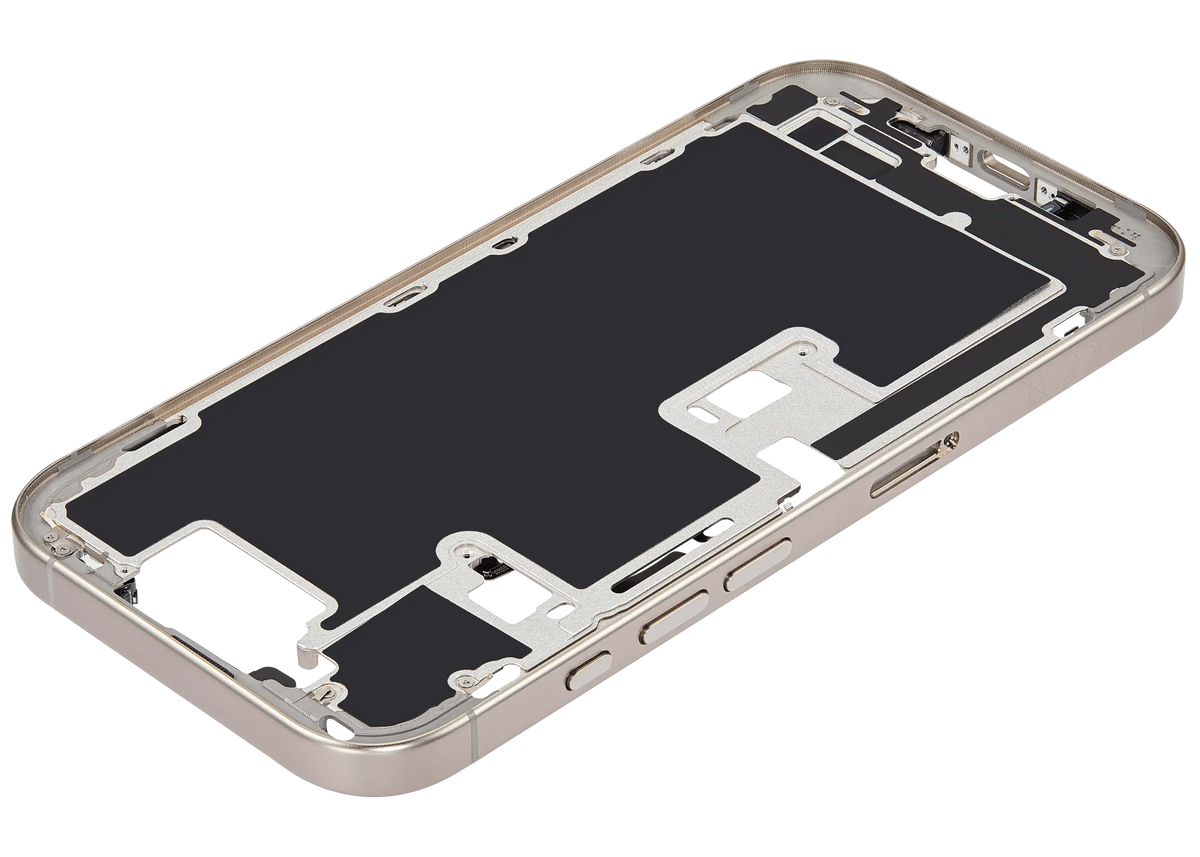 Mid Frame Housing With Power And Volume Button For I Phone 16 Pro (Eu / Global Version) (Aftermarket Plus) (Natural Titanium)