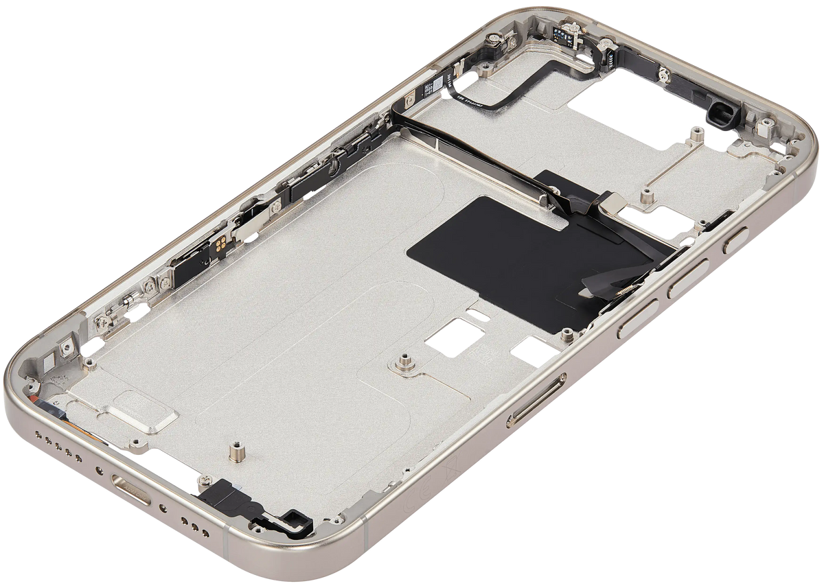 Mid Frame Housing With Power And Volume Button For I Phone 16 Pro (Eu / Global Version) (Aftermarket Plus) (Natural Titanium)