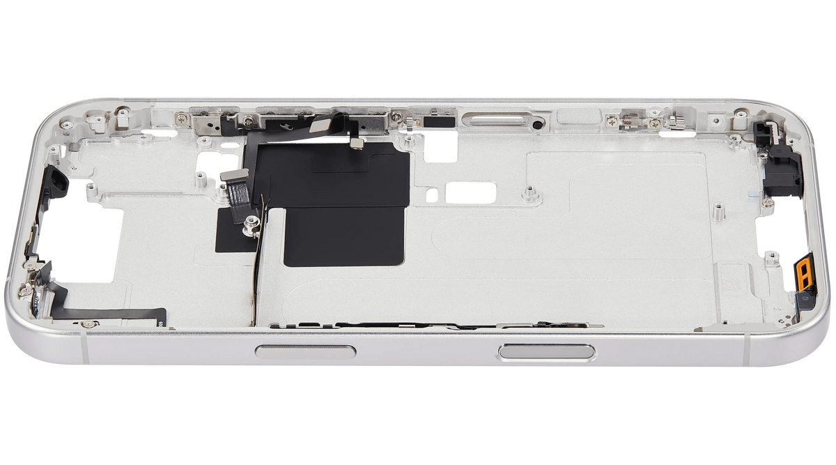 Mid Frame Housing With Power And Volume Button For I Phone 16 Pro (Eu / Global Version) (Aftermarket Plus) (White Titanium)