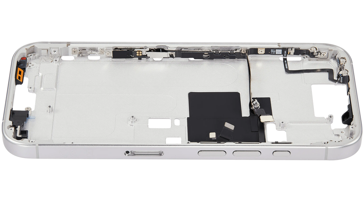 Mid Frame Housing With Power And Volume Button For I Phone 16 Pro (Eu / Global Version) (Aftermarket Plus) (White Titanium)