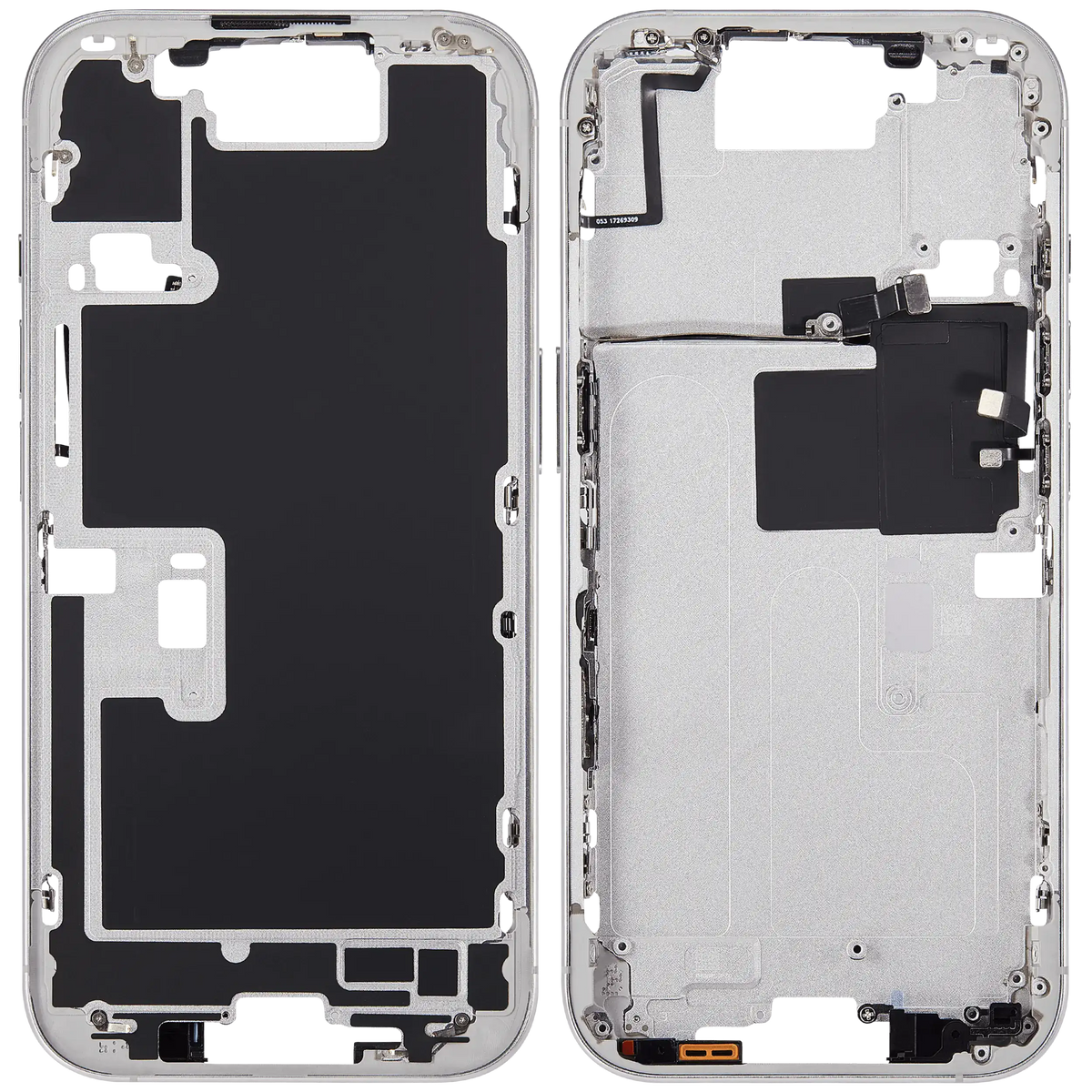 Mid Frame Housing With Power And Volume Button For I Phone 16 Pro (Eu / Global Version) (Aftermarket Plus) (White Titanium)