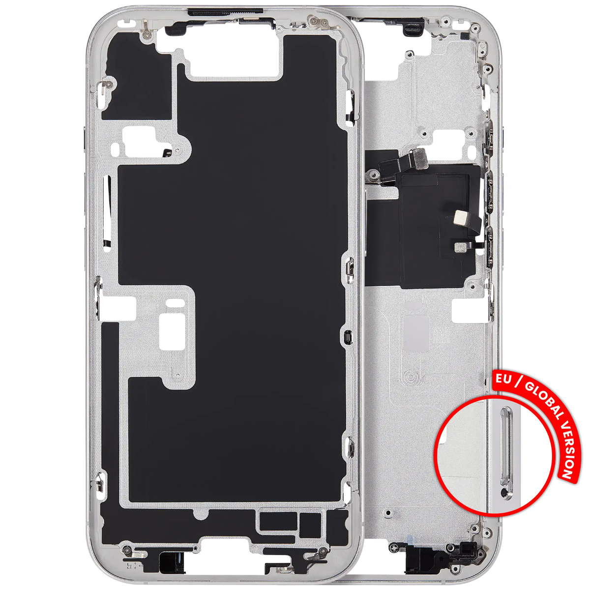 Mid Frame Housing With Power And Volume Button For I Phone 16 Pro (Eu / Global Version) (Aftermarket Plus) (White Titanium)