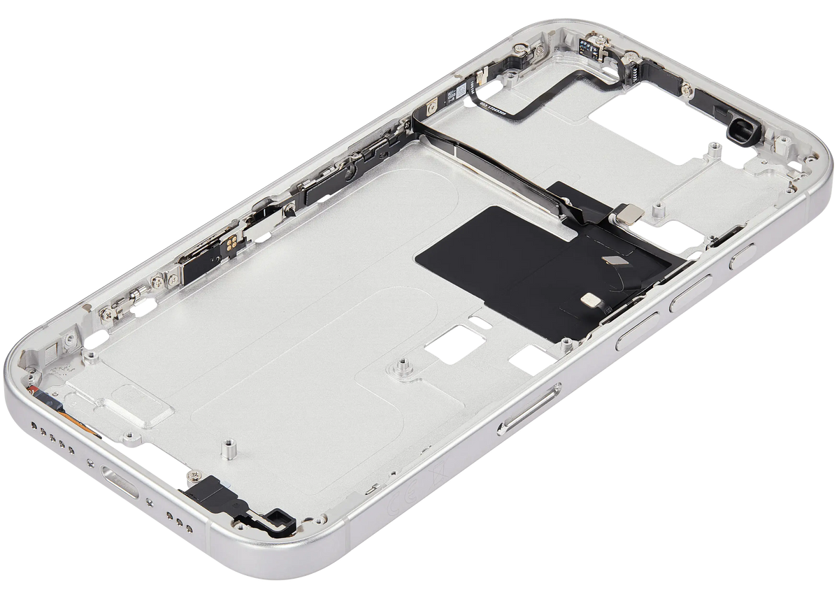 Mid Frame Housing With Power And Volume Button For I Phone 16 Pro (Eu / Global Version) (Aftermarket Plus) (White Titanium)