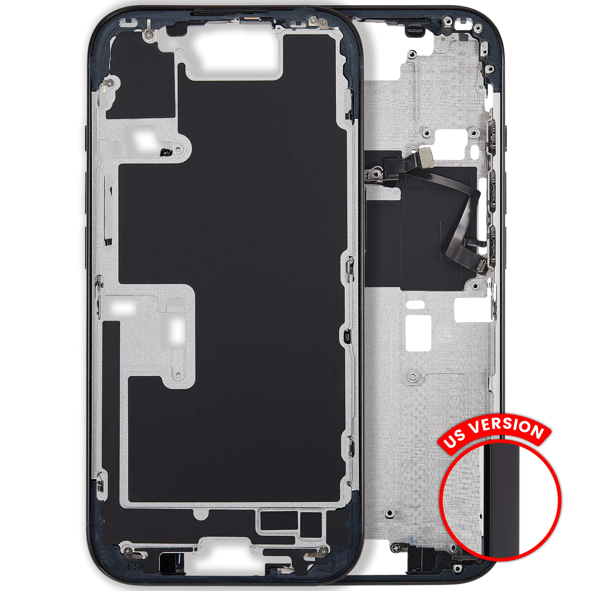 Mid Frame Housing With Power And Volume Button For I Phone 16 Pro (Us Version) (Aftermarket Plus) (Black Titanium)