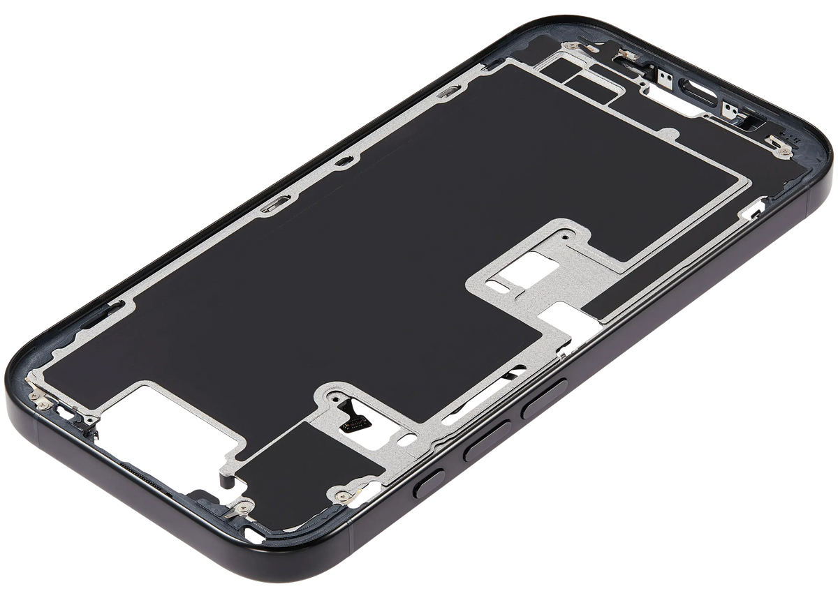 Mid Frame Housing With Power And Volume Button For I Phone 16 Pro (Us Version) (Aftermarket Plus) (Black Titanium)
