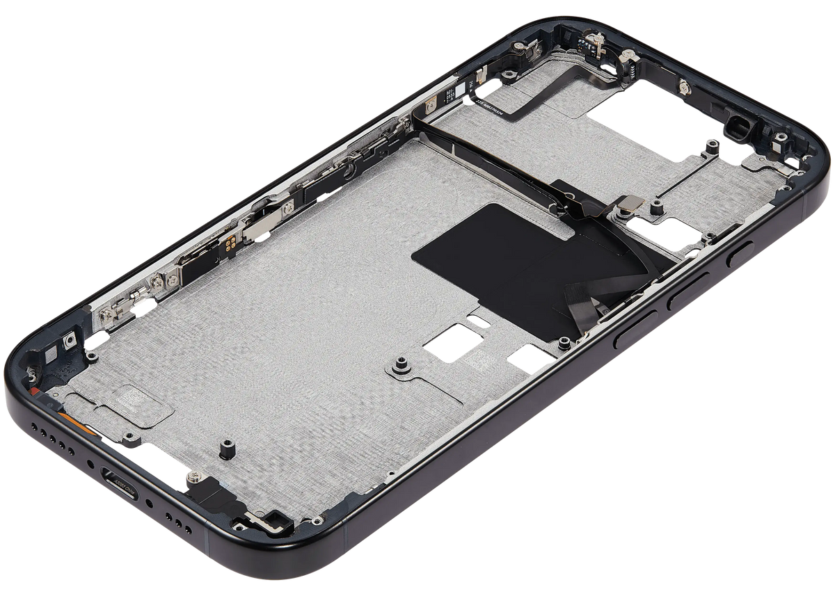Mid Frame Housing With Power And Volume Button For I Phone 16 Pro (Us Version) (Aftermarket Plus) (Black Titanium)