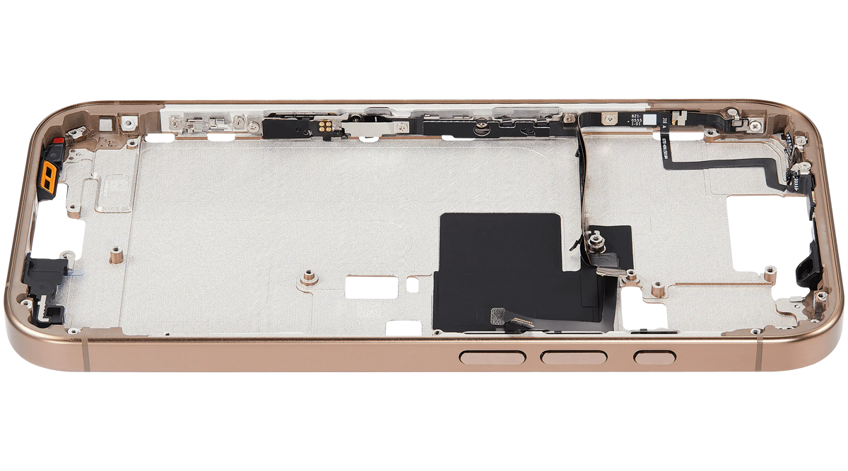 Mid Frame Housing With Power And Volume Button For I Phone 16 Pro (Us Version) (Aftermarket Plus) (Desert Titanium)