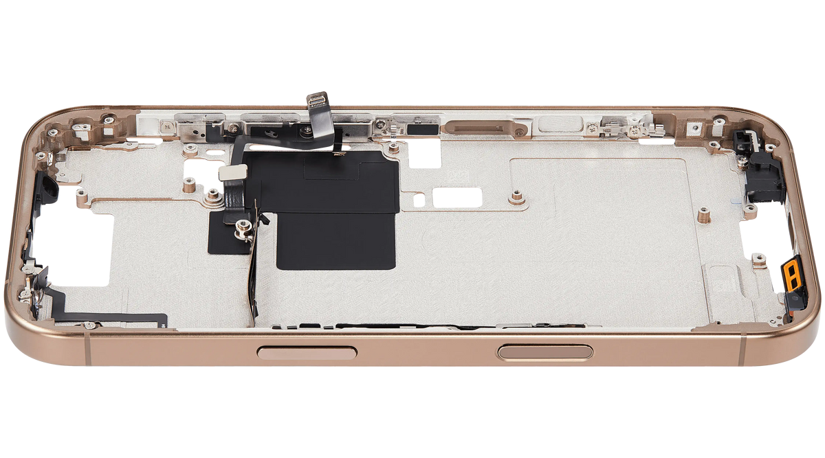 Mid Frame Housing With Power And Volume Button For I Phone 16 Pro (Us Version) (Aftermarket Plus) (Desert Titanium)