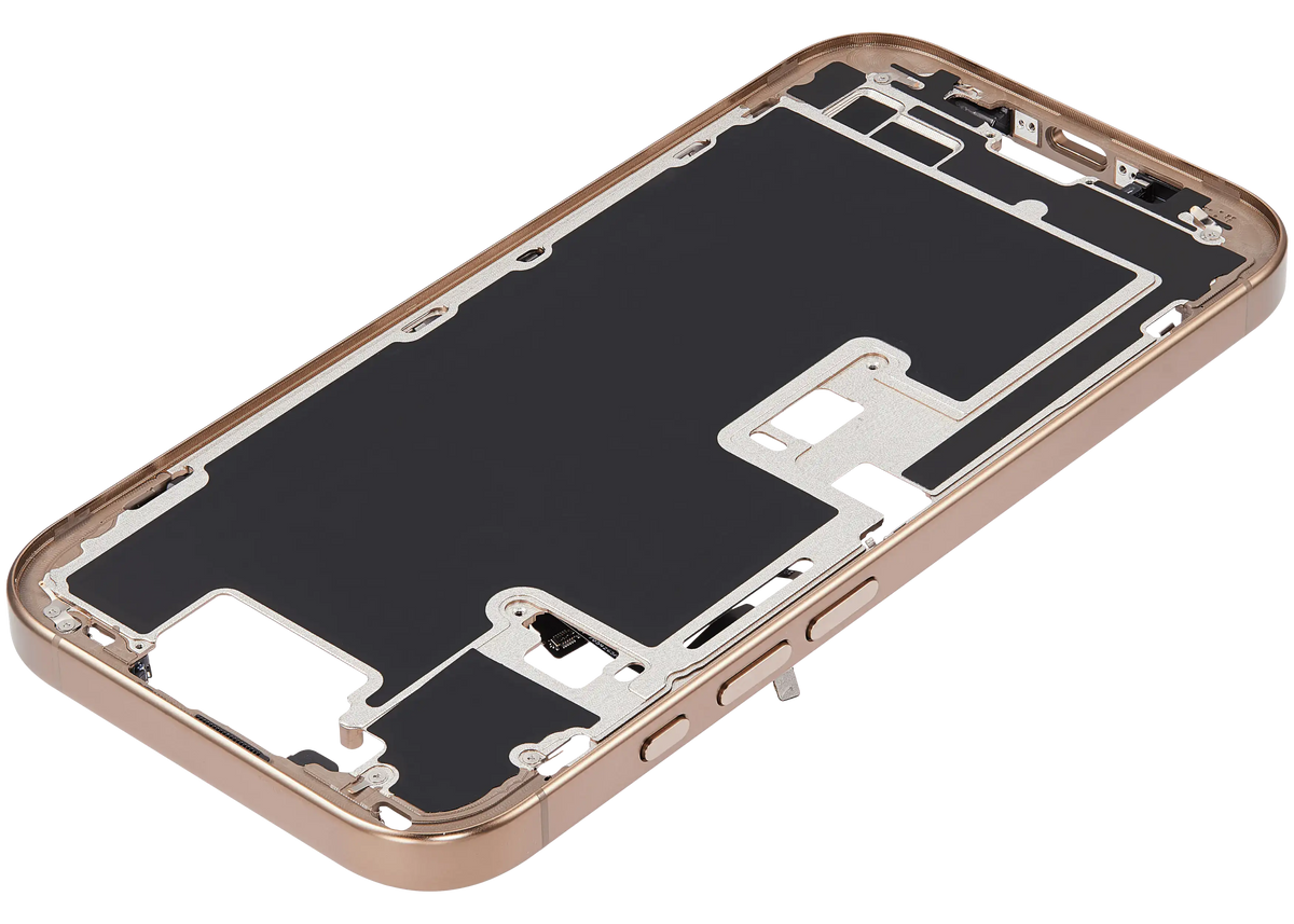 Mid Frame Housing With Power And Volume Button For I Phone 16 Pro (Us Version) (Aftermarket Plus) (Desert Titanium)