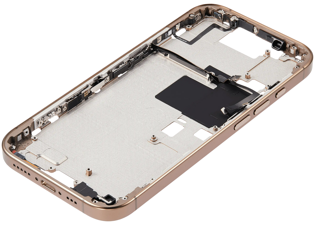 Mid Frame Housing With Power And Volume Button For I Phone 16 Pro (Us Version) (Aftermarket Plus) (Desert Titanium)