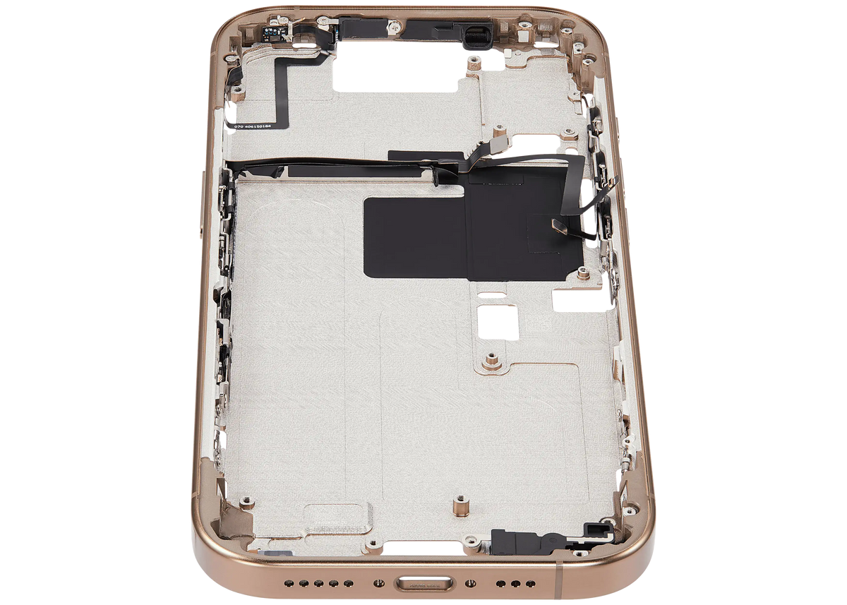 Mid Frame Housing With Power And Volume Button For I Phone 16 Pro (Us Version) (Aftermarket Plus) (Desert Titanium)