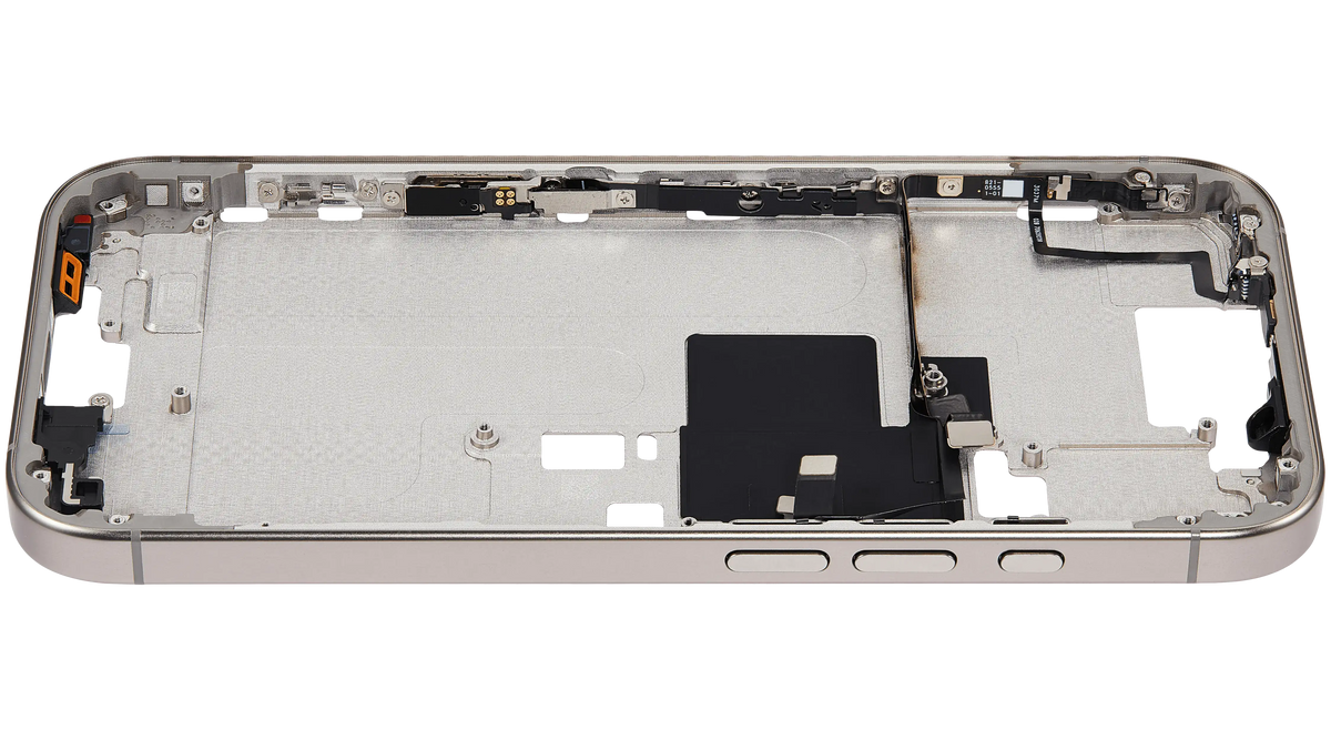 Mid Frame Housing With Power And Volume Button For I Phone 16 Pro (Us Version) (Aftermarket Plus) (Natural Titanium)