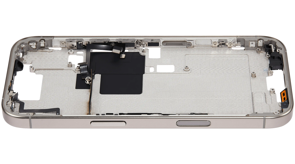 Mid Frame Housing With Power And Volume Button For I Phone 16 Pro (Us Version) (Aftermarket Plus) (Natural Titanium)