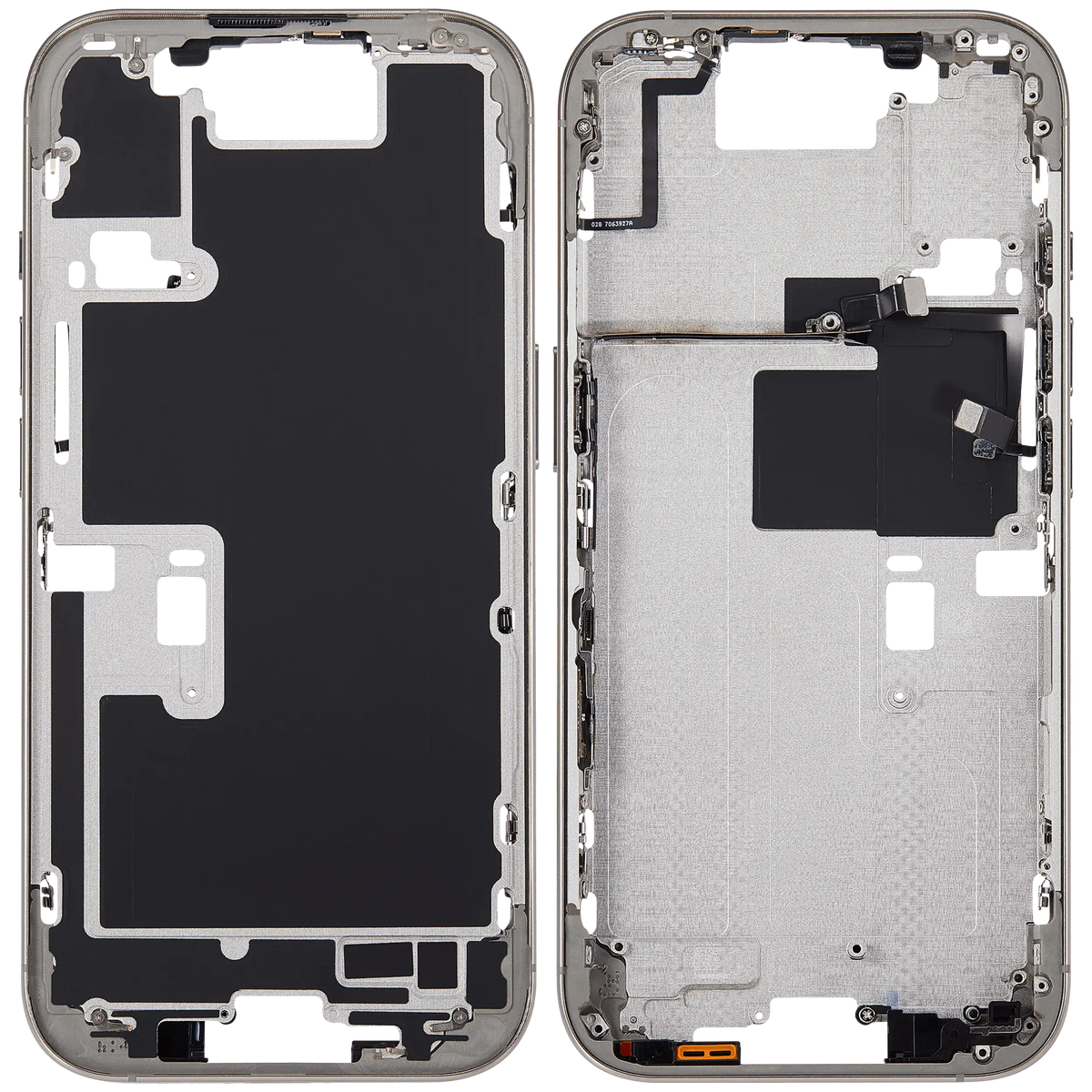Mid Frame Housing With Power And Volume Button For I Phone 16 Pro (Us Version) (Aftermarket Plus) (Natural Titanium)