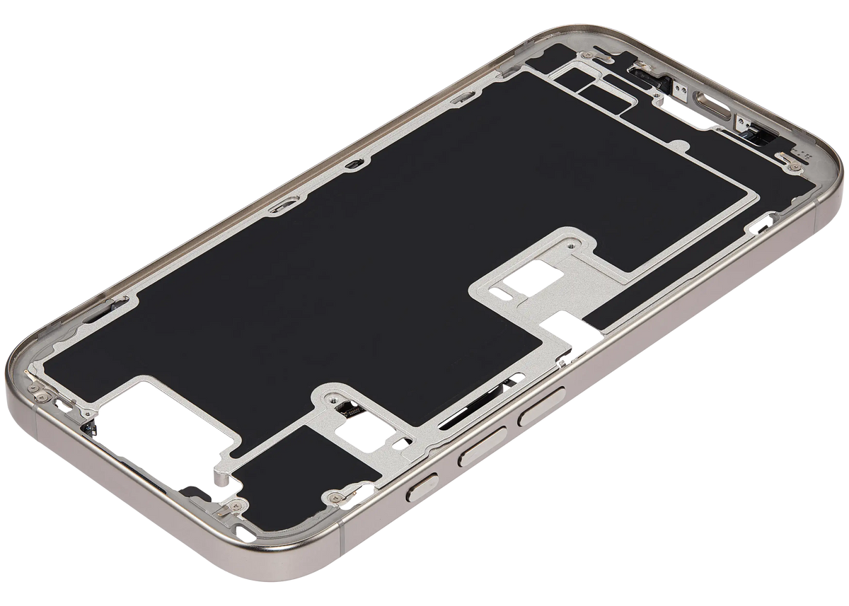 Mid Frame Housing With Power And Volume Button For I Phone 16 Pro (Us Version) (Aftermarket Plus) (Natural Titanium)