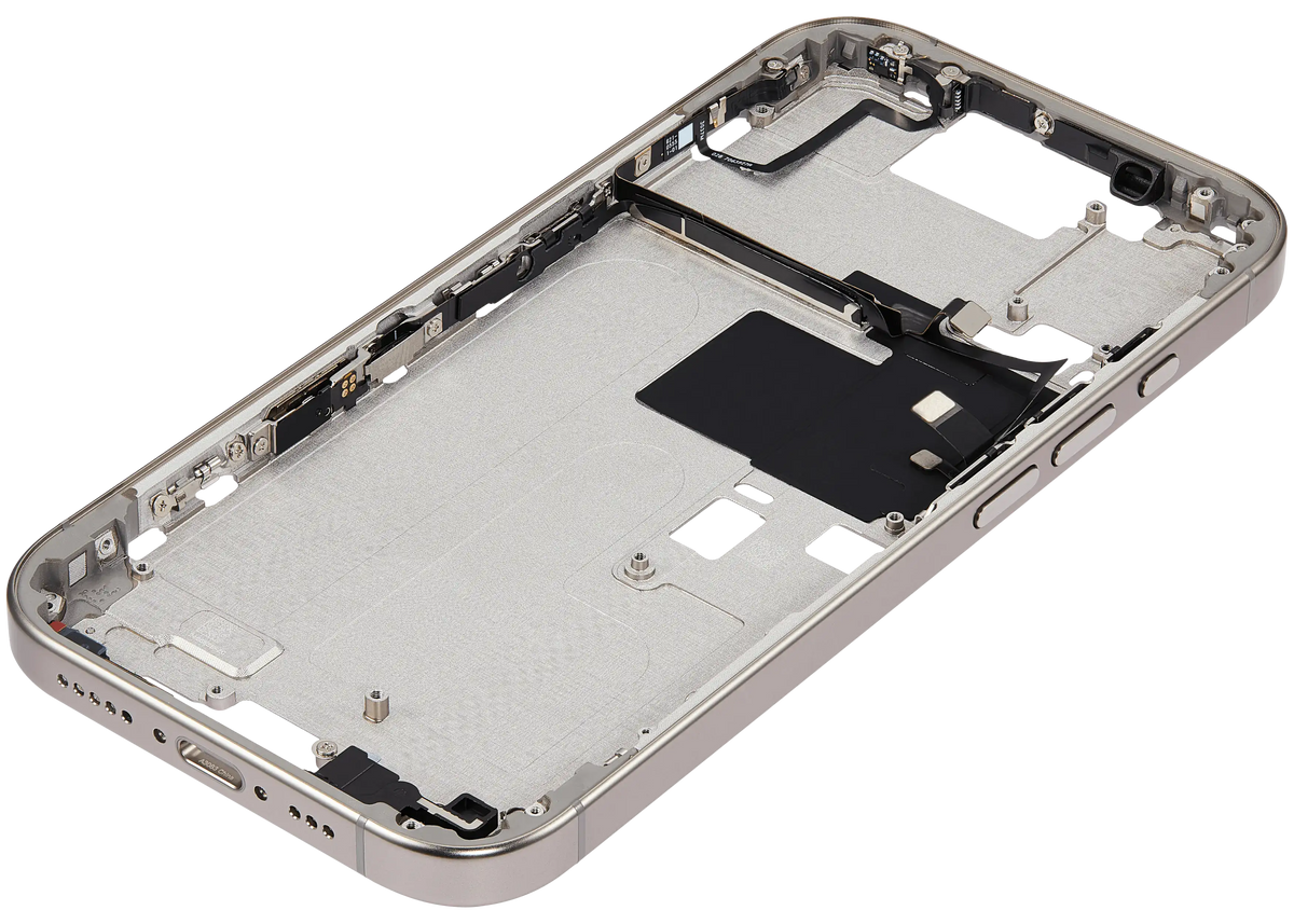 Mid Frame Housing With Power And Volume Button For I Phone 16 Pro (Us Version) (Aftermarket Plus) (Natural Titanium)