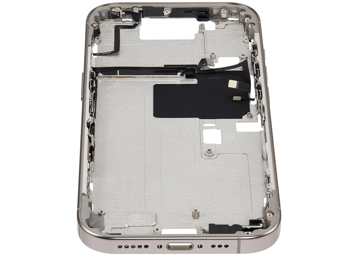 Mid Frame Housing With Power And Volume Button For I Phone 16 Pro (Us Version) (Aftermarket Plus) (Natural Titanium)