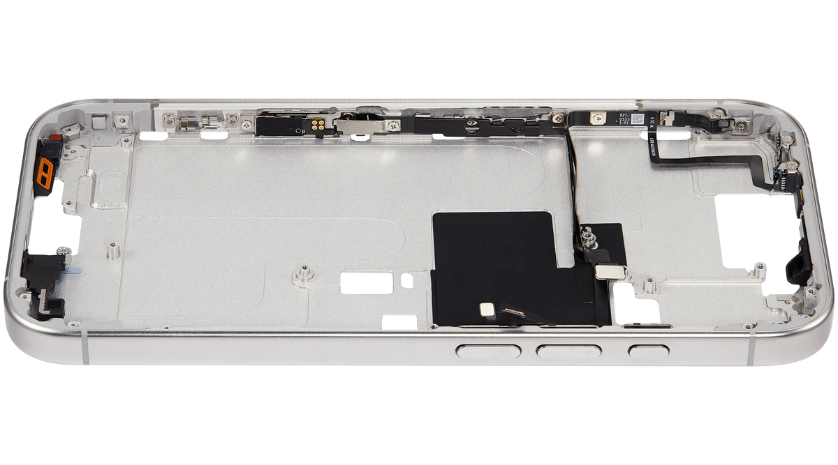 Mid Frame Housing With Power And Volume Button For I Phone 16 Pro (Us Version) (Aftermarket Plus) (White Titanium)