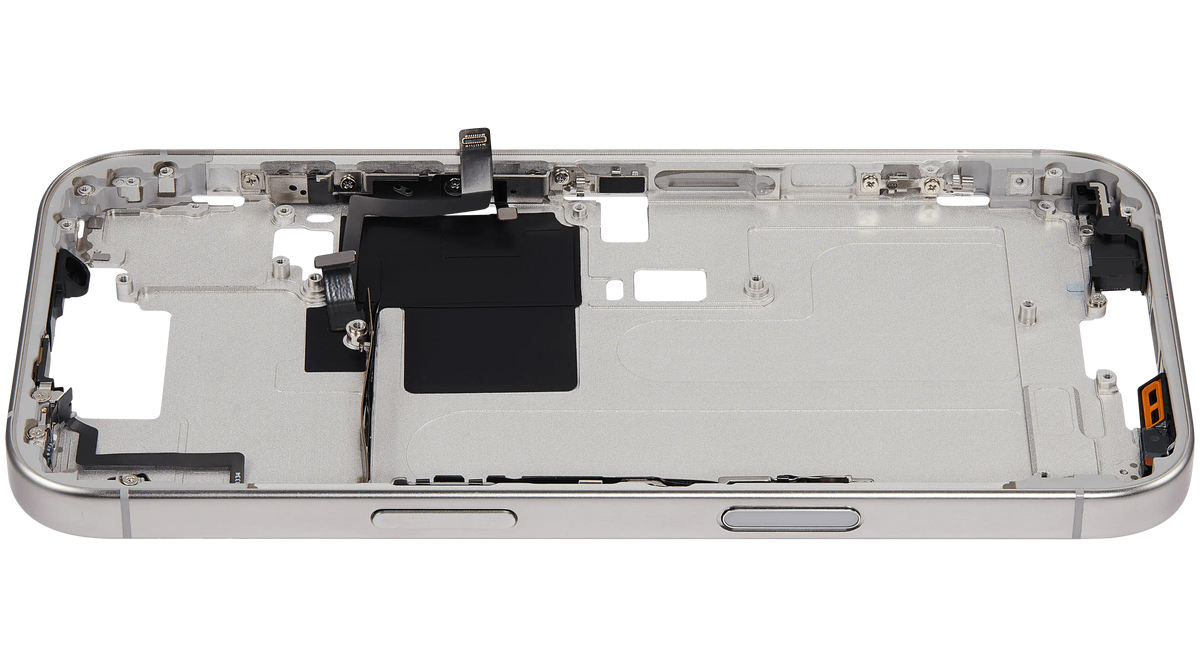 Mid Frame Housing With Power And Volume Button For I Phone 16 Pro (Us Version) (Aftermarket Plus) (White Titanium)