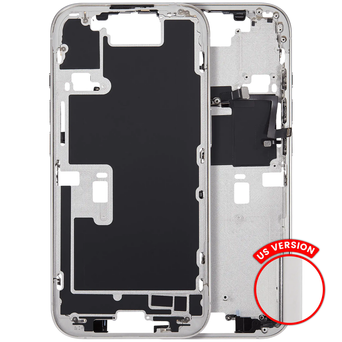 Mid Frame Housing With Power And Volume Button For I Phone 16 Pro (Us Version) (Aftermarket Plus) (White Titanium)
