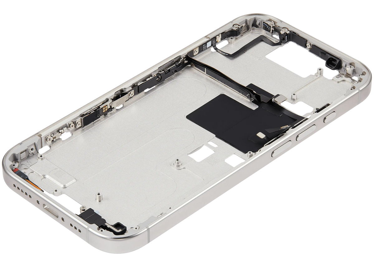 Mid Frame Housing With Power And Volume Button For I Phone 16 Pro (Us Version) (Aftermarket Plus) (White Titanium)