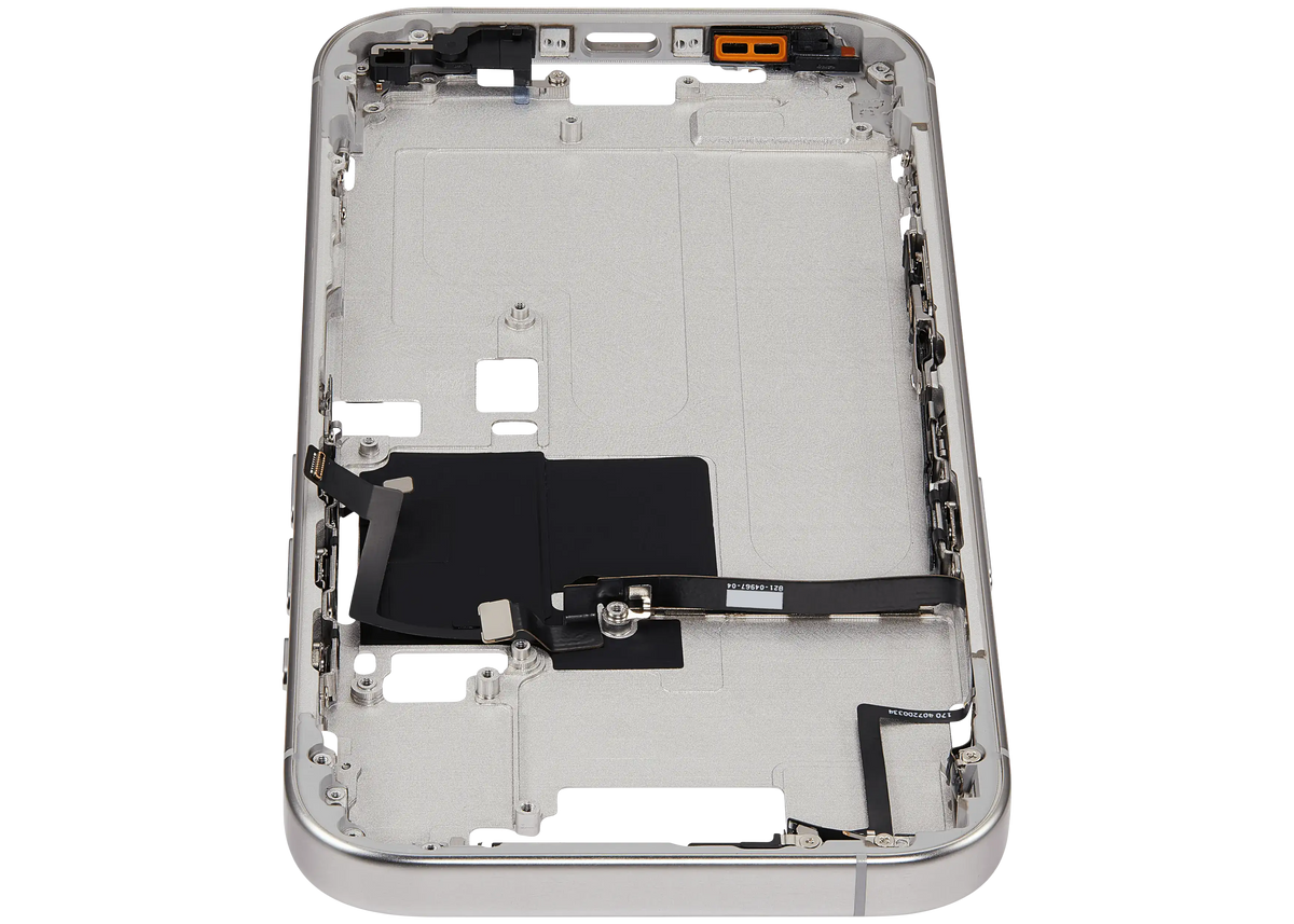 Mid Frame Housing With Power And Volume Button For I Phone 16 Pro (Us Version) (Aftermarket Plus) (White Titanium)