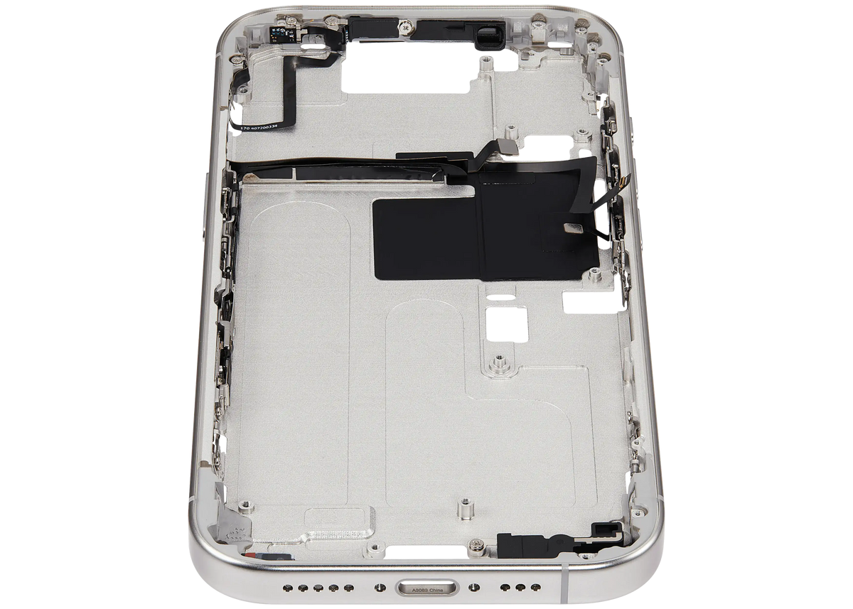 Mid Frame Housing With Power And Volume Button For I Phone 16 Pro (Us Version) (Aftermarket Plus) (White Titanium)